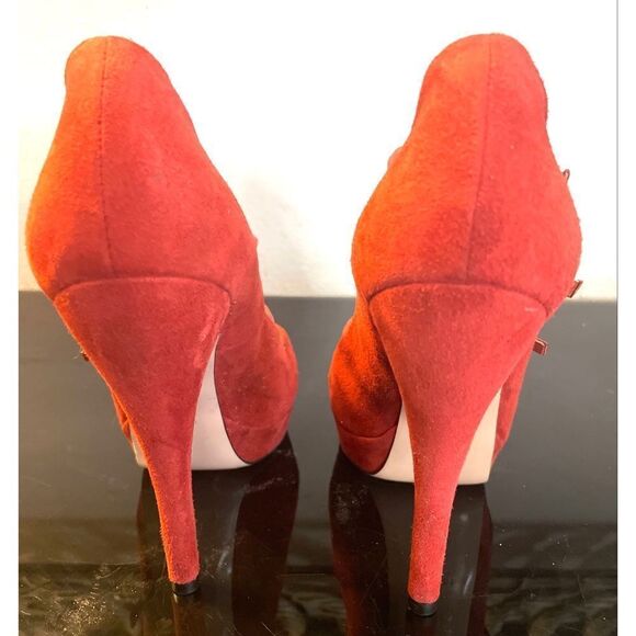 GUCCI SHOES LISBETH HIGH HEEL MARY JANE SUEDE LEATHER PEEP TOE PUMPS SZ 36/6 - Picture 3 of 10